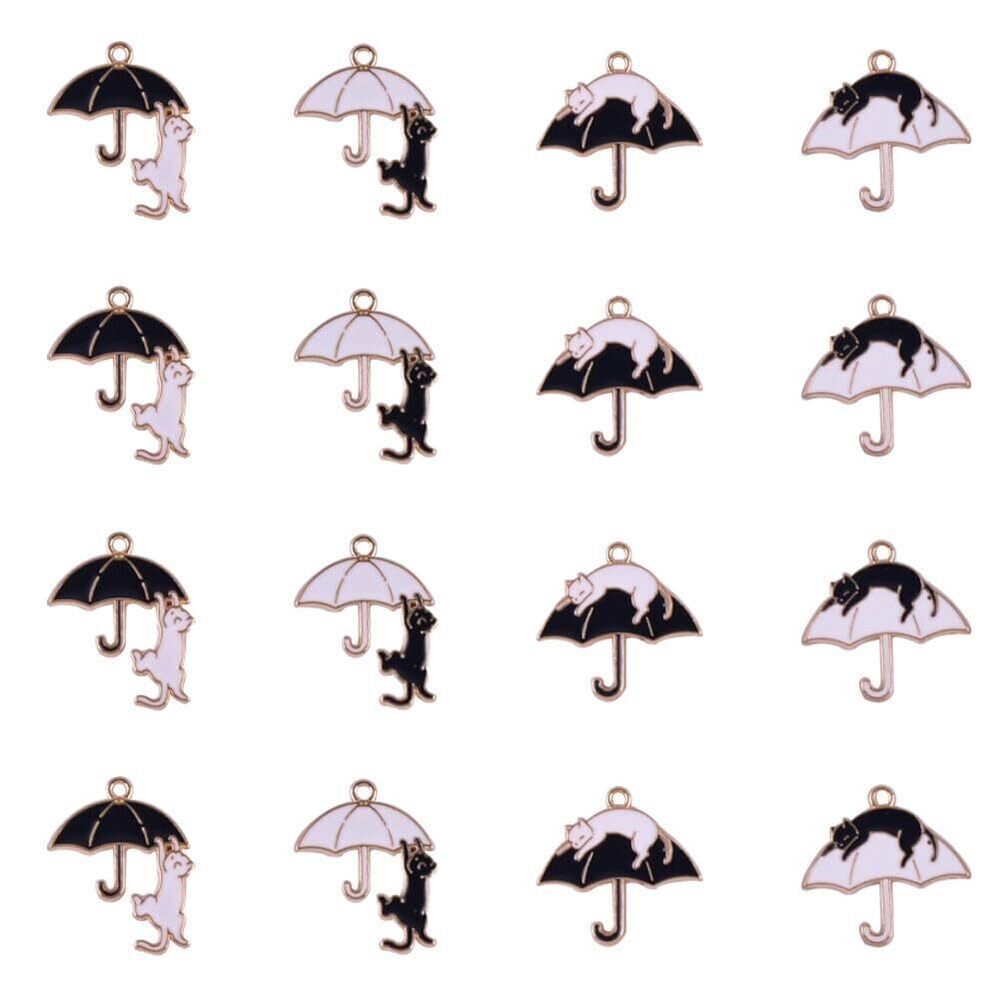 4429 Cute Climbing Umbrella Cat Pendant 20 Pieces Charm Alloy Dripping Oil